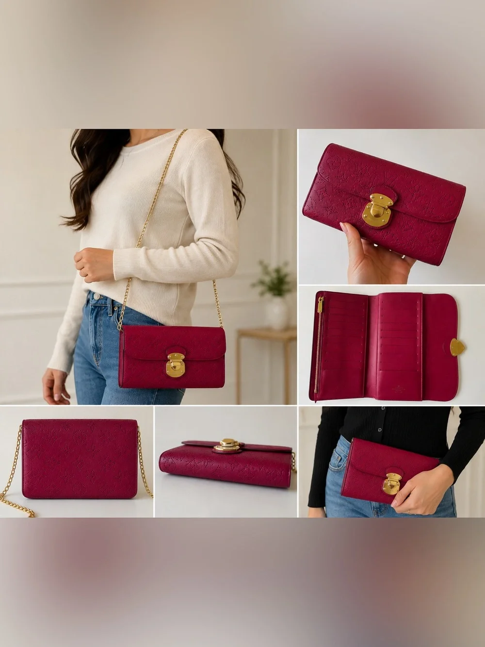 Louis Vuitton Mahina Amelia Wallet Berry Fuchsia Leather